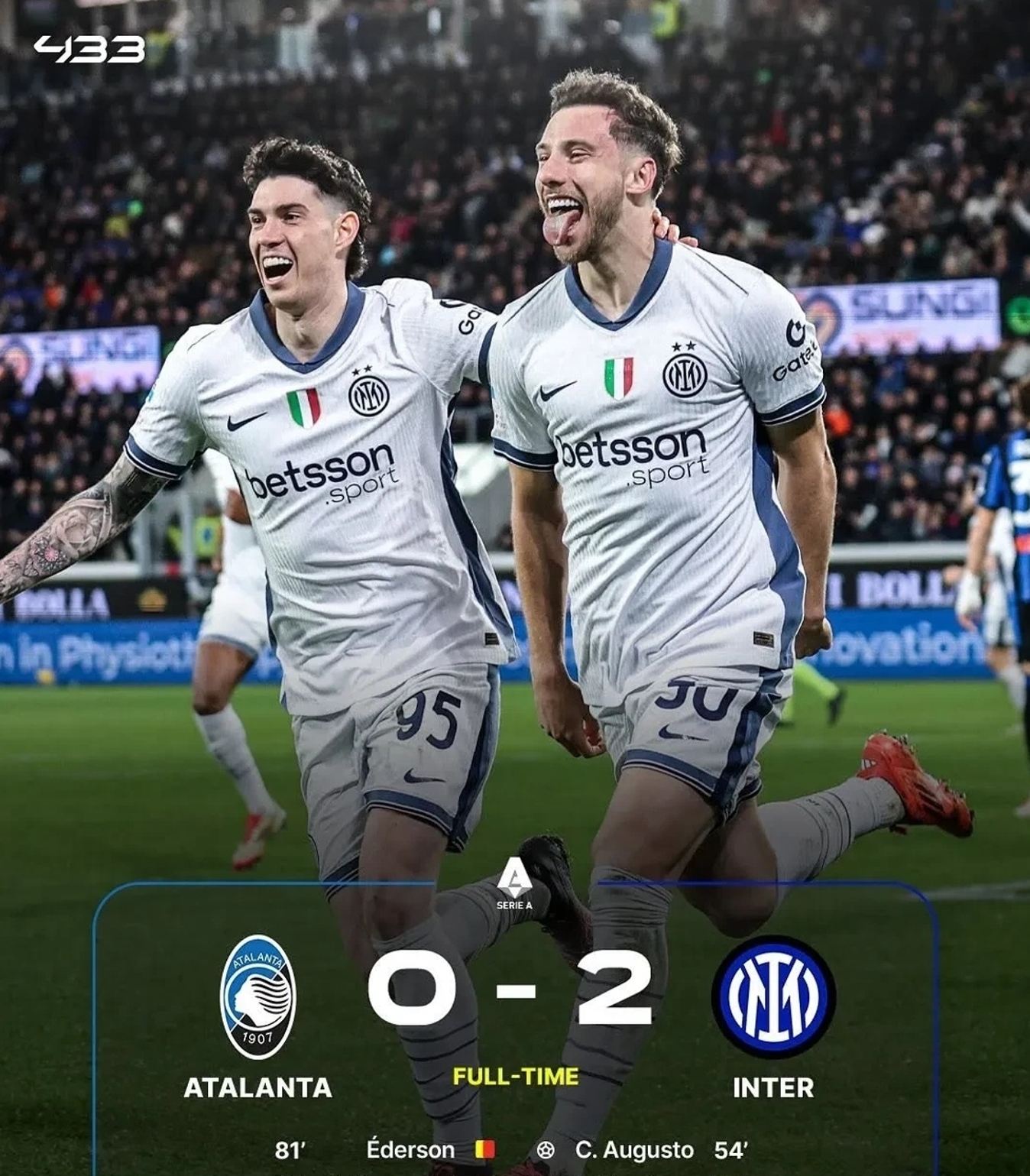 国际米兰客场扳平比分，继续保持不败